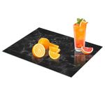 VSARHouse Tempered Glass Cutting Board for Kitchen, 16"x 12", 40CMx30CM Black Marble Glass Cutting Board with Non Slip Feet for Countertop, Decorative Kitchen Mat, Scratch and Heat Resistant Resistant