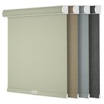 Boolegon Blackout Roller Shades for Windows, Cordless Natural Linen Roller Blinds, Room Darkening Texture Fabric Window Shades with Cassette Valance, Customize Color, 44-45" W x 22-36" H.