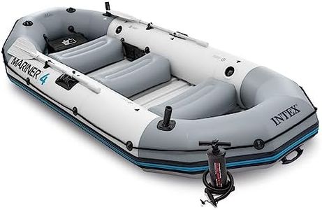 Intex Mariner 4 Person Inflatable Boat Set with Aluminum Oars and Pump