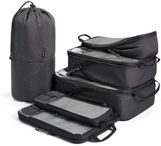 BAGSMART Compression Packing Cubes for Suitcases & Backpack, 6 Set Travel Organisers Bags with Label Pocket for Luggage, Travel Essentials, Holiday & Camping Accessories, Black
