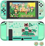 FANPL Dockable Case for Nintendo Switch, Protective Case Cover for Nintendo Switch and Joy Con Controller with 2 Marshal Design Thumb Grips - (for Animal Crossing Island Version)