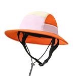 USHAKECAMP Surf Hat Bucket Sun Hats for Surfing Boating Water-Sports Men and Women-Quick Drying Adjustable Chin Strap, Orange Pink, 6 7/8-7 3/8