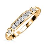 TJC Moissanite Seven Stone Ring for Women in Yellow Gold Plated 925 Sterling Silver Size U Channel Setting Metal Wt. 1.65 Grams