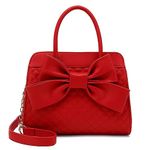 Scarleton Quilted Bow Satchel Handbag for Women, Vegan Leather Crossbody Bag, Shoulder Bag with Removable Adjustable Strap, Tote Purse, H104810 - Red