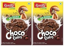 Kwality Choco Flakes 375g (Pack 2) | Made with Whole Wheat, 0% Maida | Source of Protein & Fiber | Richness of Chocolate | Healthy Food & Breakfast Cereal for Kids