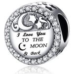 S925 Sterling Silver Charms Fit for Pandora Charms Bracelet I Love You to the Moon and Back Bead Charm Gifts for Woman