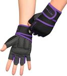 RYMNT Workout Gloves with Wrist Wrap Support, Weight Lifting Gloves with Full Palm Protection & Extra Grip for Men Women Gym Exercise, Fitness, Weightlifting, Pull ups, Power Lifting,Purple-M