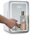 Koolatron Cosmetics Fridge w/Lighted Makeup Mirror, 6L Portable Skincare Refrigerator w/LED Ring Light, 12 Volt DC and 110 Volt AC Cords, Beauty Serum, Face Mask, Home, Travel, Hotel, Dorm, Office