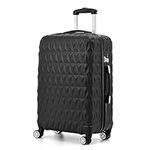 Large Lightweight ABS Hard Shell Travel Hold Check in Luggage Spinner Suitcase with 4 Wheels (Black)