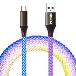 USB Type C Cable RGB Light Up Visible Charging Cable 66W Flowing Fast Charger Charging Glow in The Dark Car USB C Cable for Samsung,Huawei,OnePlus etc