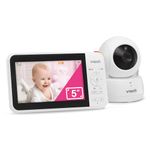 VTech VM924 Pan & Tilt Video Baby Monitor, 5" LCD Screen, Up to 17 Hrs Video Battery Life, Plug & Play, 1.33x Zoom, Night Vision, Up to 1000ft Range, Soothing Sounds, 2-Way Talk, Secured Transmission