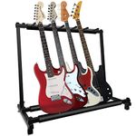 GeeWin Multi Guitar Stand, 5 Guitar Stand Rack, Folding Guitar Stand, Guitar Rack for Multiple Guitars for Acoustic, Electric Guitar, Bass, Guitar Holder Stand, Multiple Guitars Display (5 Holder)