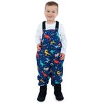 Jan & Jul Waterproof Bib Rain Pants, Windproof Overalls for Toddler Boys (Space Dinos, Size 1T)