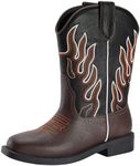 PATPAT Glow in the Dark Kids Cowboy Boots for Girls and Boys – Western Mid Calf Cowgirl Boots with Glitter and Embroidered Design, Pull On Low Heel Party Dance Shoes for Little Kid/Big Kid, Size 12