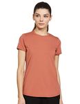 Van Heusen Women's Regular Fit Proactive Anti Bacterial T-Shirt - Round Neck, Moisture Wicking, Short Sleeve_88402_Rose Wood_L