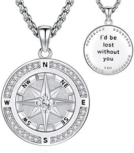 Eusense Bussola Collana Catena in Argento Sterling 925 con Pietra portafortuna Ciondolo Bussola Donna Uomo Amuleto Gioielli Regalo di Laurea per Famiglia Amici Amanti Anniversario Laurea