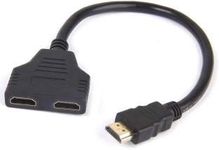 Microware 2Pack 1080P HDMI Port Male to Female 1In 2 Out Splitter Cable Adapter for TV (Any Two Colours)