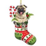 Funny Dog Christmas Tree Ornament - Dog Lovers Gift Idea Xmas Decor - Cute Dog Christmas Tree Hanging (Pug)