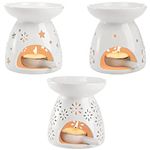 Lawei Set of 3 Ceramic Tealight Candle Holder, Essential Oil Burner Wax Melt Burners, Aromatherapy Aroma Diffuser Burner for Home Bedroom Decor Christmas Housewarming Gift