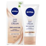 NIVEA Tinted Moisturising Day Cream in a Pack of (4x 50 ml), Vitamin E Enriched Tinted Moisturiser with SPF 15, Skin Care Essentials