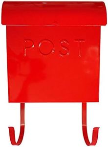 NACH Euro Series Modern Mailbox, Decorative Mail Holder, Wall Mount Mailboxes for Outside, Rust Resistant Galvanized Metal Mailbox, 12" x 11" x 4.5", Red, MB-44766