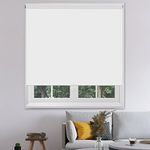 Kokorona Cordless Roller Shades Blackout Roller Blinds for Windows, Free-Stop Window Shades Thermal Insulated UV Protection Fabric Privacy Saving Energy Roller Shades for Home, White, 30" W X 72" H