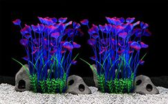 Large Aquarium Plants Artificial Plastic Fish Tank Plants Decoration Ornament Safe for All Fish 40cm x 10cm - 2 Pack Blue