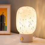 ONEWISH Table Lamp for Bedroom Nightstand,Bedside Lamp Translucent Glass Stepless Dimmable,Vintage Glass Lamp with Bulb for Living Room Kitchen