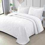 Exclusivo Mezcla Ultrasonic Full Queen Quilt Bedding Set, Lightweight White Bedspreads Soft Modern Geometric Coverlet Set for All Seasons (1 Quilt and 2 Pillow Shams)