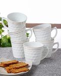 INDKRAFT GoldenLine Diamond Embossed Fine Tableware Bone China Tea & Coffee Cups Set of 12, 160 ML