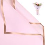 Zarwani Waterproof Plain Golden Border Bouquet Wrapping Paper Sheet |Korean Bouquet Papers | Sheets, Arts & Crafts and DIY to wrap christmas gifts (Pink, 30 Sheets)