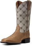 Ariat womens Round Up Square Toe Western Boot, Brown Bomber/Ariat Logo, 6.5