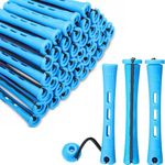 60 Pieces Small Size Hair Curlers Rollers,0.35 Inch Hair Rollers,Blue Perm Rods Perm Kit,Home Perm Kits for Women,Perm Kit Short Hair Men for Natural Hair Long Short Hair Styling Tool Hair Curlers