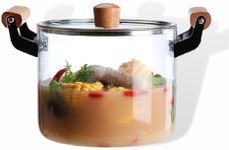 Glass Simmer Pot 3.5L(123oz), Large Clear Boiling Pot,Potpourri Simmer Pot,Glass Saucepan Heat Resistant Glass Cooking Stovetop Pot for Soup, Milk, Noodles