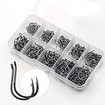 BiaoGan 500PCS Small Fishing Hooks, Assorted 10 Sizes(3#-12#) Fish Hooks Portable Plastic Box, Strong Sharp Fishhook with Barbs for Freshwater/Seawater