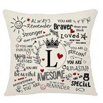 Bacmaxom Inspirational Quote Always Remember Cushion Cover with A-Z Initial Letters Inspirational Gift for Women Men Girls Boys Family Friends Colleagues Cheer Up Positive Graduation Birthday (L)