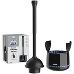 MR.SIGA Toilet Plunger with Holder, Heavy Duty Toilet Plunger and Holder Combo for Bathroom Cleaning, Black