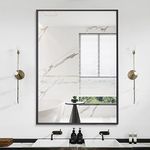 DESBING Black Bathroom Mirror for Wall, 24x36 Inch Rectangle Mirrors with Metal Frame, Modern Vanity Wall Mirror Decor for Entryway Hangs, Bathroom Living Room Horizontal or Vertical