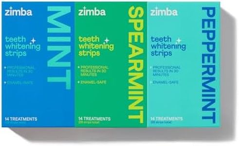 Zimba Teeth Whitening Strips 3-Pack Bundle (Mint, Spearmint, Peppermint) | Vegan Whitening Strip Enamel Safe Teeth Whitening Hydrogen Peroxide Teeth Whitener for Coffee, Wine, Tobacco, & Other Stains