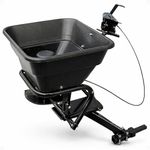 Field Tuff 12V 80 Pound Capacity Grass Seed Fertilizer Spreader with Hitch Mount Receiver and Rain Protector for ATV, UTV, or Utility Tractor