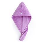 Topkey Microfiber Hair Turban Towel Wrap Super Absorbent Hair Towel for Kids and Adults Long Short Hair Reduce Hair Drying time-Purple