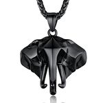 GoldChic Jewelry Men's Black Elephant Necklace, Lucky Africa Animals Jewelry For Women Boys