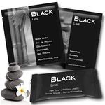 GPQ - Hotel Amenities Kit | Black Line Pack | Shower Gel + Shampoo + Soap Bar Set | Bulk Buy 100 Units x 3 | Travel Size Toiletries | Paraben Free | Miniatures for Apartment, AirBnB, B&B, Let, Guests