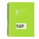 A4 Sheet Music Folder, Music Folder Paper Documents, 60 Pages Music File Folder, Spiral Binder Music File Folder for Musicians, Band, Concert, Piano (Green)