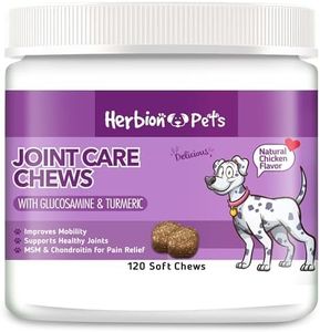 Herbion Pets Joint Care Chews with Glucosamine & Turmeric, 120 Soft Chews – MSM & Chondroitin for Pain Relief – Improves Mobility – Supports Healthy Joints – Made in USA. – For Dogs 12 Weeks +