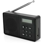 DAB Radio Portable, WOVTE DAB Plus/DAB Radio, FM Radio, Small Radio, DAB Radio Mains Powered or Battery, with USB Charging LED Display 40 Presets Bluetooth Alarm Clock Headphone Socket Sleep Timer