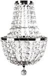 Tadpoles Faux Crystal & Chrome Pendant Light in Chandelier Style - White Diamond | 9" x 9" x 15" | Easy Installation | Works with All Basic E26 Light Bulbs | Made with Chrome Frame & Acrylic Beading