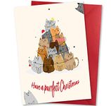 Absolutely Yours Christmas Card. Tree of Cats Design. Eco-friendly & UK Made. Blank Inside. A5 (210x148mm) card size