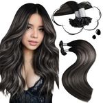 Moresoo U Tip Hair Extensions Human Hair Ombre Black to Silver Remy Keratin Fusion Human Hair Extensions Balayage Pre Bonded Utip Extensions 50S 40G 14 Inch