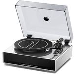 1 BY ONE High-Fidelity Record Player with Built-in Speakers, Stainless Steel Casing Turntable with DSP, Bluetooth Input & Preamp, AT-3600L Cartridge, Adjustable Counterweight, Belt Drive 2-Speed